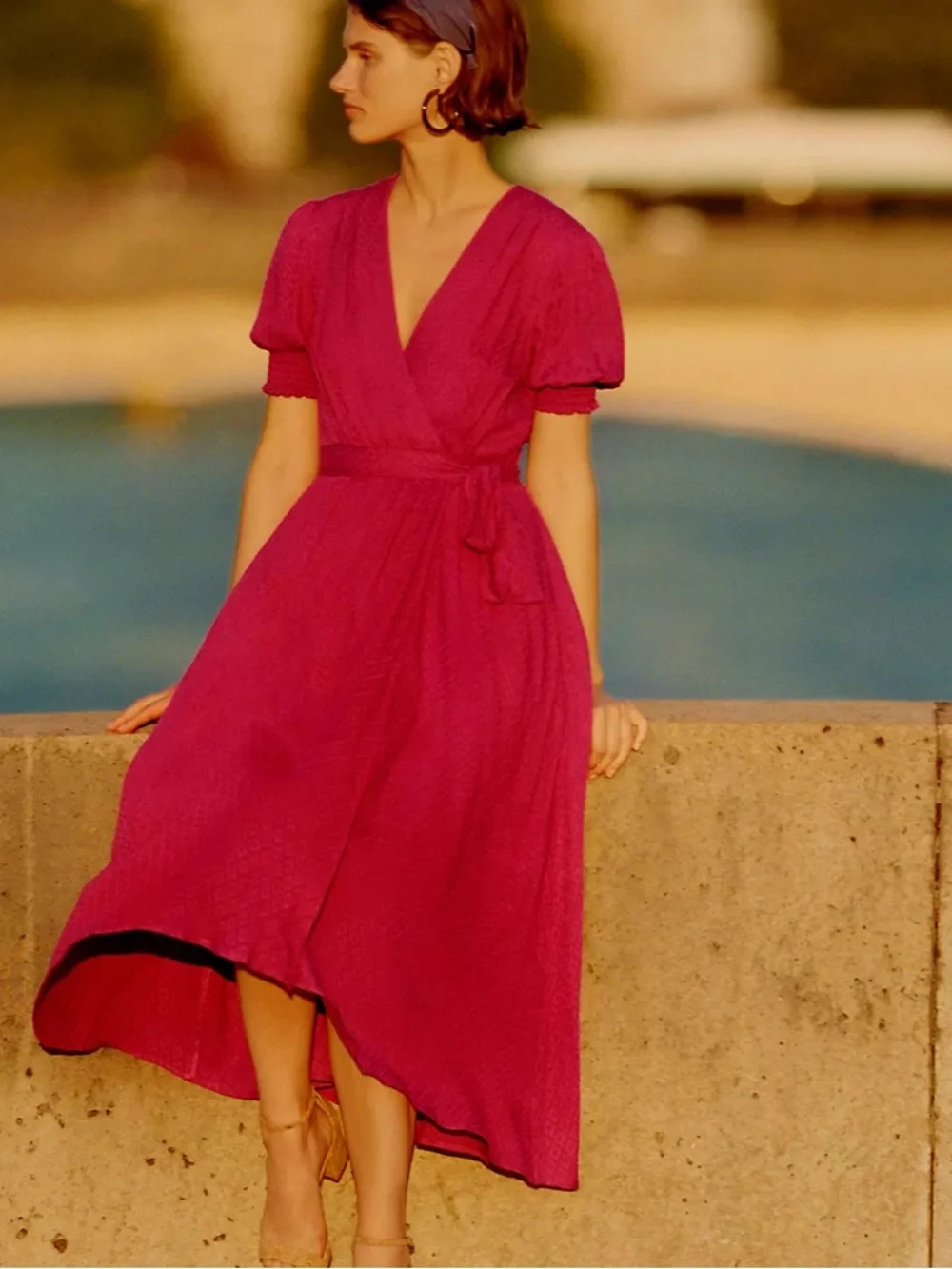 Anthropologie Maeve Green Textured Breanna Wrap Dress Women’s Sz 0
